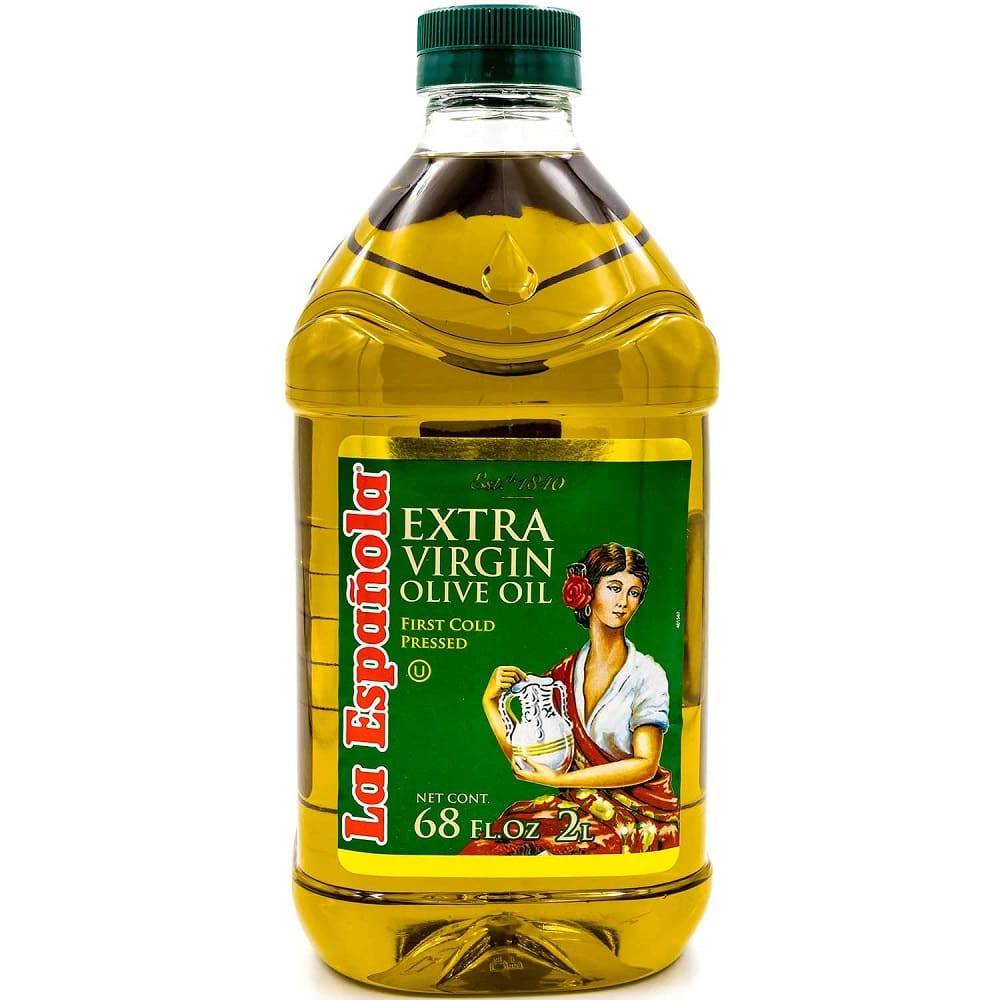A pic of extra virgin olive oil, made by the Spanish brand La Española. The key ingredient of the health benefits of the Mediterranean Diet.