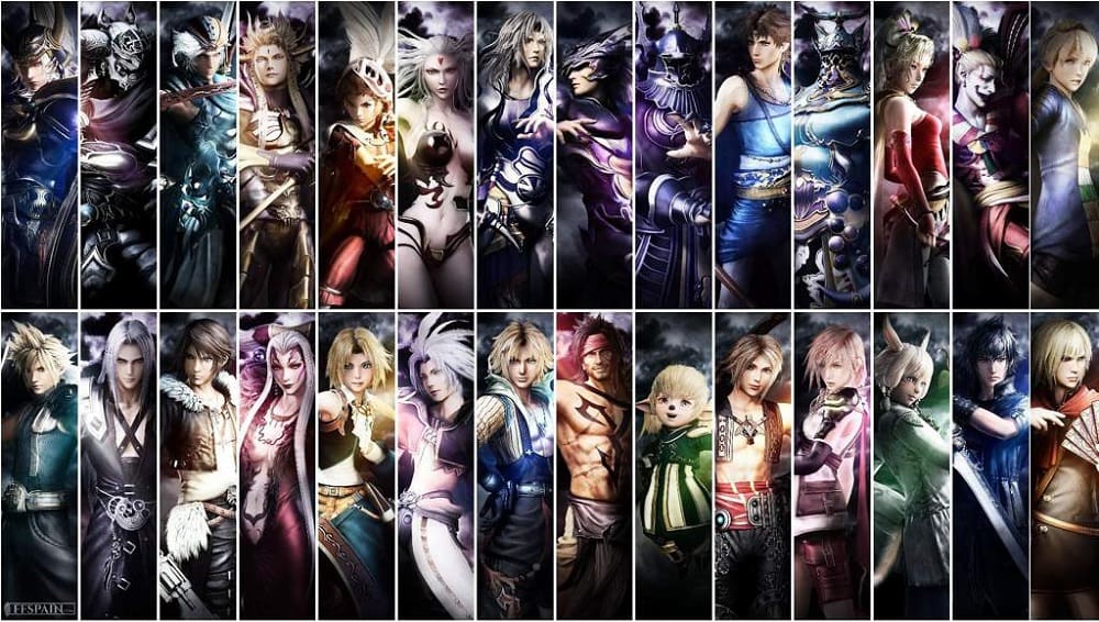 Some of the playable characters available in Final Fantasy Story Keepers, from Final Fantasy I to Final Fantasy XV.