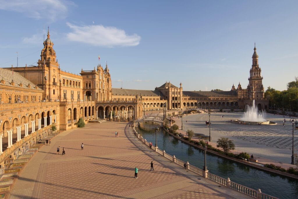 The stunning Plaza de España, adorned with colorful tiles representing different Spanish provinces