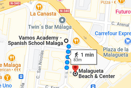 How to get from Vamos Academy Malaga to Malagueta Beach